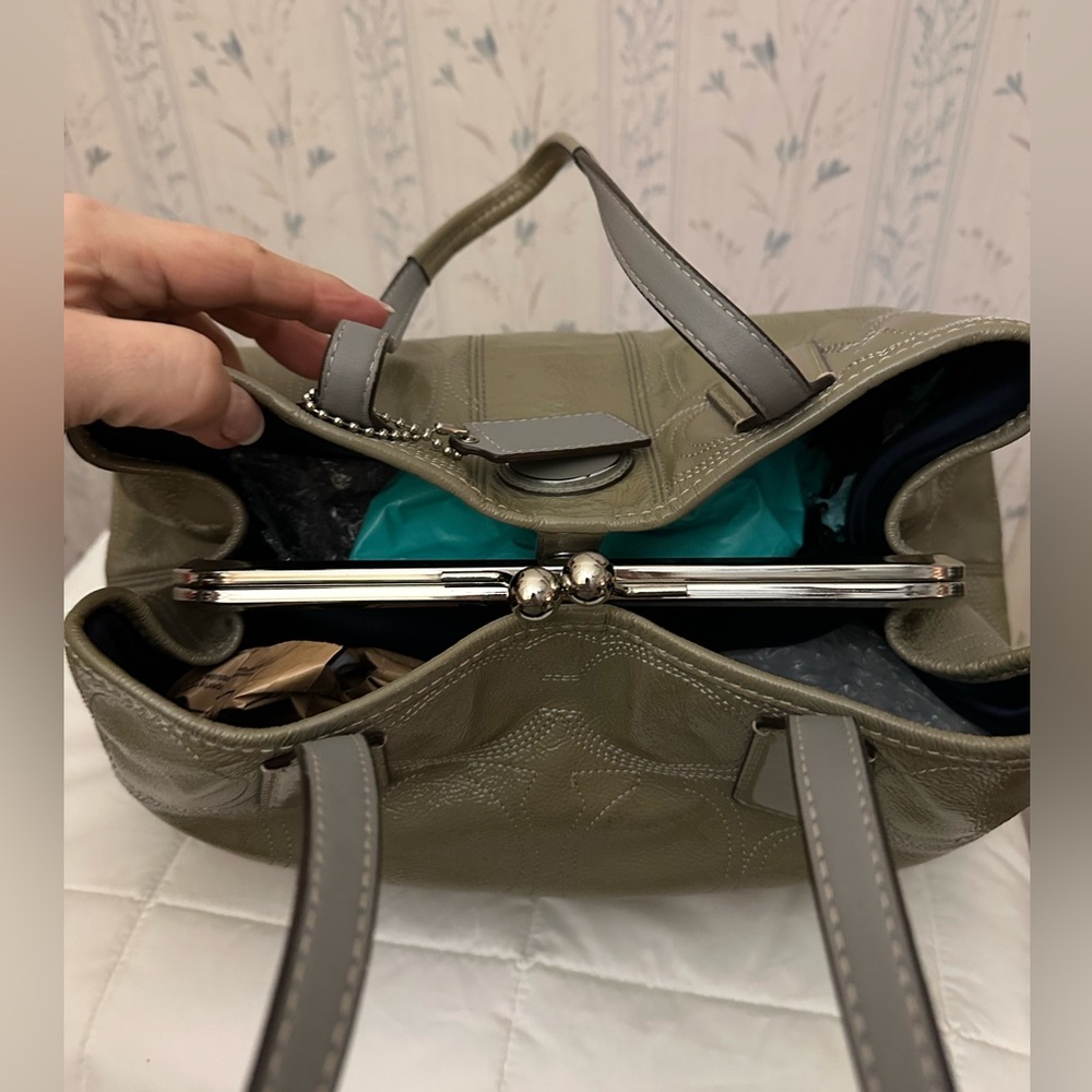 Coach Olive Green Patent Leather Tote - Picture 6 of 16
